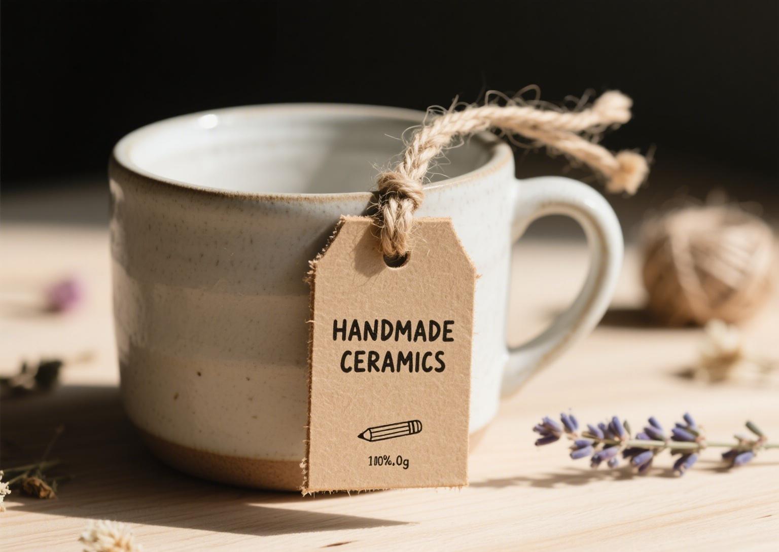 Eco-friendly kraft paper hang tags on handmade products